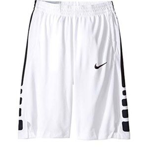 NIKE Boys Short Dry Elite Stripe Basketball Short,White/White/Black/Black,Medium